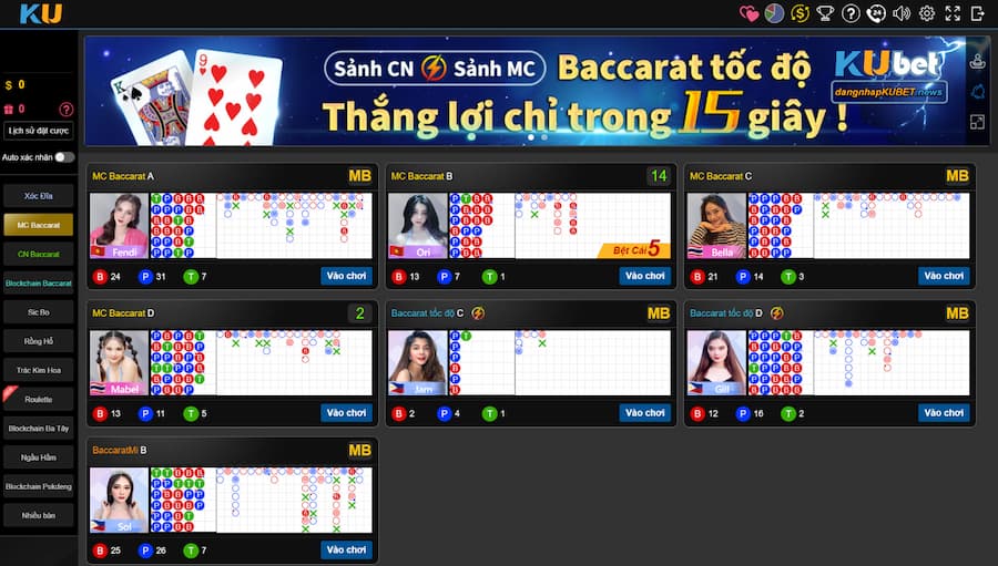 Giao diện Live Casino Kubet